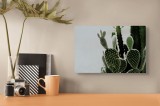 Tablou Canvas, "Cactușii dansatori sub cer senin", Suculent, Verde, Texturat, Desertic, Vibrant, &Icirc;nțepător, Exotic, Natural, 39 x 26 cm, CMCLASS