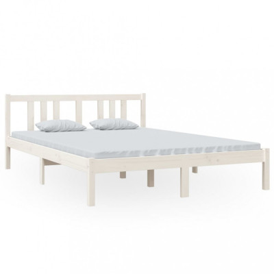 Cadru de pat, alb, 140x200 cm, lemn masiv de pin foto
