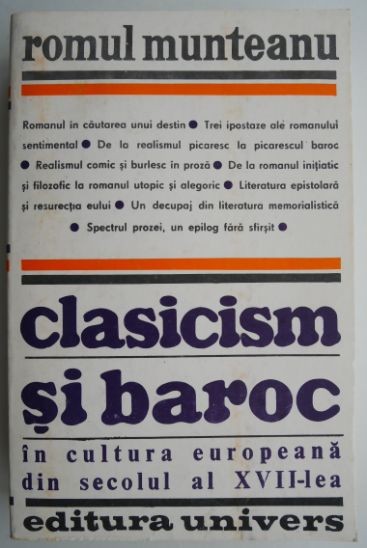 Clasicism si baroc in cultura europeana din secolul al XVIII-lea, partea a doua &ndash; Romul Munteanu