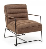 Cumpara ieftin Fotoliu tapiterie piele ecologica maro Brianna 62.5x74x80 cm