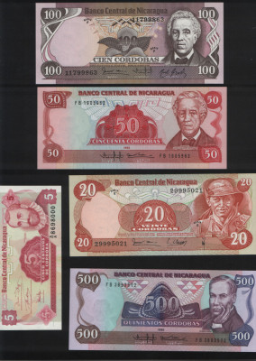 Set Nicaragua 20 bancnote diferite majoritatea rare unc foto