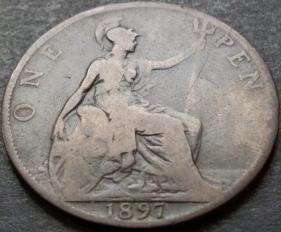 Moneda istorica 1 PENNY - MAREA BRITANICA / ANGLIA, anul 1897 *cod 4679 VICTORIA foto