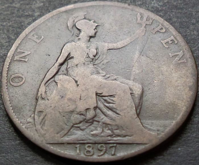 Moneda istorica 1 PENNY - MAREA BRITANICA / ANGLIA, anul 1897 *cod 4679 VICTORIA