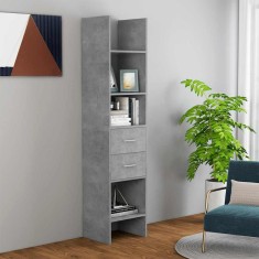 Bibliotecă, gri beton, 40x35x180 cm, lemn prelucrat