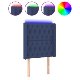 Cumpara ieftin Tablie de pat cu LED, albastru, 83x16x118/128 cm, textil