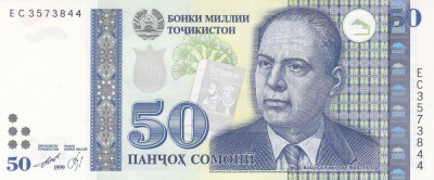 Bancnota Tadjikistan 50 Somoni 1999 (2013) - P46a UNC foto