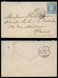 France 1871 Postal History Rare Cover Rouen to Paris D.255