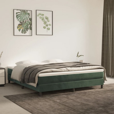 vidaXL Saltea de pat cu arcuri, verde &amp;icirc;nchis, 180x200x20 cm, catifea foto