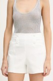 Morgan pantaloni scurți culoarea alb, uni, high waist, SHEON