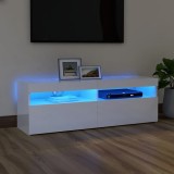 vidaXL Comodă TV cu lumini LED, alb extralucios, 120x35x40 cm 804379