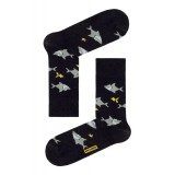 Șosete haioase cu model rechin, DiWaRi Happy 058 - Negru, 25 (40-41)