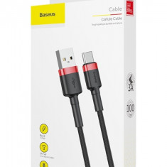Cablu Usb Tip C 1M Baseus USB / USB-C QC3.0 3A 1M Negru-Roșu 3A CATKLF-B91