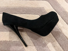 Pantofi dama Steve Madden , noi, culoare neagra, piele intoarsa, marimea 39 foto