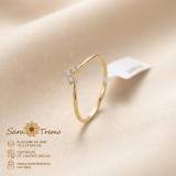 Inel Punct de Lumina minimalist cu zirconia, aur 14K SaraTremo