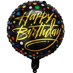 Balon din folie metalizata, flippy, figurine, model 3, happy birthday, tematica aniversare, 45 cm, ambalaj individual, pai inclus, umflare cu aer sau