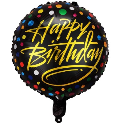 Balon din folie metalizata, flippy, figurine, model 3, happy birthday, tematica aniversare, 45 cm, ambalaj individual, pai inclus, umflare cu aer sau foto