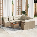 vidaXL Set canapea de grădină 9 pcs Bej, alb mare Ratan