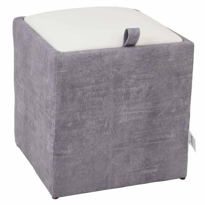 TABURET BOX - PRINT - CORP BETON ZGARIAT/CAPAC IMITATIE PIELE DIVERSE CULORI - Albastru 21898