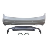 Set bara spate MERCEDES C-CLASS (W204), 03.2011-, cu gauri senzori parcare; grunduit, de vopsit; type AMG; cu spoiler; cu 2 gauri evacuare; TUNING, S