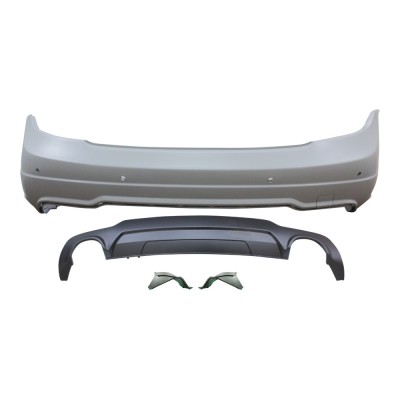 Set bara spate MERCEDES C-CLASS (W204), 03.2011-, cu gauri senzori parcare; grunduit, de vopsit; type AMG; cu spoiler; cu 2 gauri evacuare; TUNING, S foto