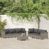 VidaXL Set mobilier de grădină cu perne, 7 piese, gri, poliratan