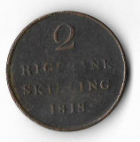 Moneda 2 skilling 1818 - Danemarca, Europa