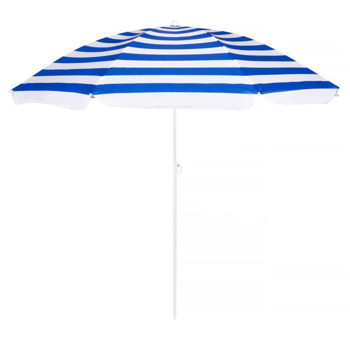 Umbrela de plaja pliabila cu inclinare reglabila, diametru 180 cm, albastru si alb Household NewTrend