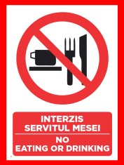 Placuta interzis servitul mesei no eating or drinking, foto
