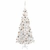 Brad de Crăciun pre-iluminat cu set globuri, alb, 240 cm, L