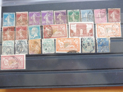 FRANTA - Ani diferiti, Lot 23 timbre, deparaiate, stampilate, cu sarniera (T24) foto