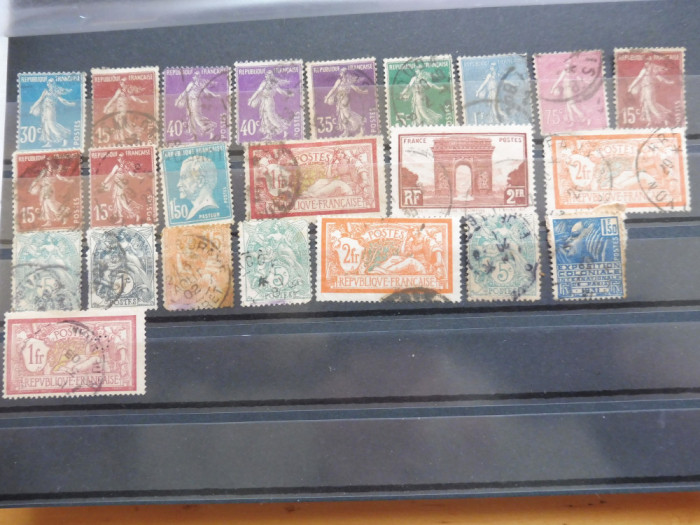 FRANTA - Ani diferiti, Lot 23 timbre, deparaiate, stampilate, cu sarniera (T24)