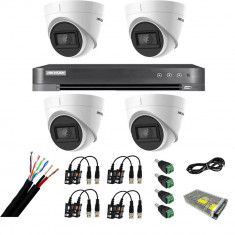 Sistem de supraveghere Hikvision 4 camere interior 4 in 1, 8MP, lentila 2.8, IR 60m, DVR 4 canale 4K 8MP, accesorii SafetyGuard Surveillance