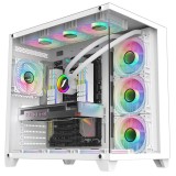Carcasa 1st PLAYER MV8-TP Cube Tower White RGB ATX cu 7 Ventilatoare ARGB si Telecomanda