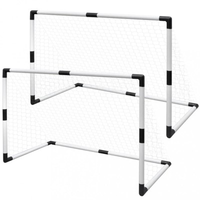 Set porți mini de fotbal pentru copii din plasă, 2 buc., 91,5x48x61 cm foto