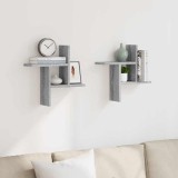 vidaXL Rafturi de perete 2 buc. gri sonoma 38x12x38 cm lemn prelucrat 853250