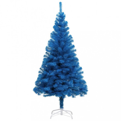 Brad de Crăciun artificial cu suport, albastru, 120 cm, PVC foto