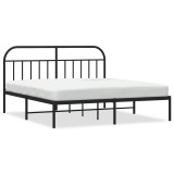 Cumpara ieftin Cadru de pat metalic cu tablie, negru, 180x200 cm