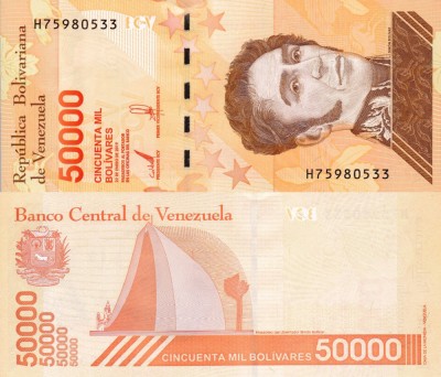 VENEZUELA 50.000 bolivares 2019 UNC!!! foto