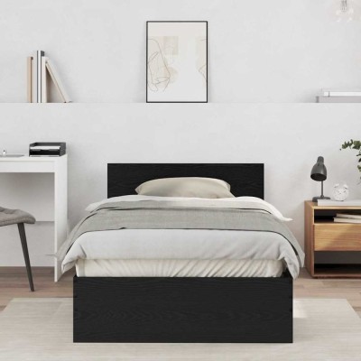 vidaXL Cadru de Pat Stejar Negru 100 x 200 cm Lemn compozit 3376052 foto