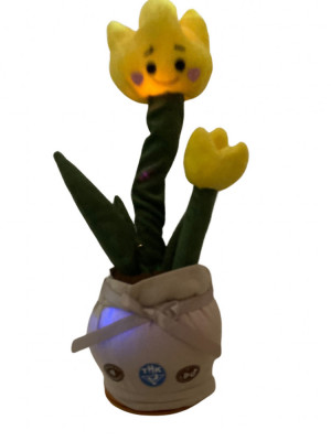 Jucarie Interactiva, Cactus Dansator THK, Lalea, USB,120 melodii, luminite, 32cm, Galben foto