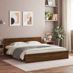 vidaXL Cadru de pat cu tăblie, stejar maro, 160x200 cm