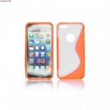 Husa Silicon S-Line Orange/Transparent Apple iPhone 5/5S Protectie Premium