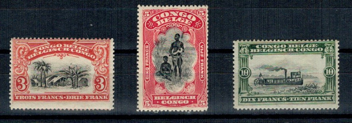 Congo Belgian 1910 - Mi22-24 neuzate