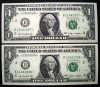 100. USA SUA 2X1 DOLLAR 2009 SERII CONSECUTIVE SR. 927-928 AUNC STEA STAR NOTE