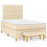 Cumpara ieftin Pat box spring cu saltea, crem, 120x200 cm, textil