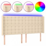 Cumpara ieftin Tablie de pat cu LED, crem, 203x16x118/128 cm, textil