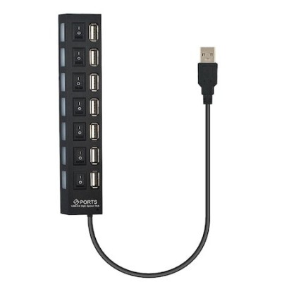 Hub 7x port USB, transmisie rapida 2.0 - Negru foto