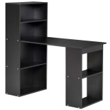 Birou Modern pentru Acasa cu Rafturi de Depozitare pe 6 Niveluri, Masa de Scris cu Raft pentru Carti, Negru HOMCOM | Aosom Romania