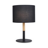 Cumpara ieftin Veioza Kerky negru-natural metal-lemn-textil 25x25x40 cm