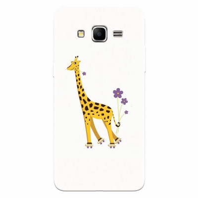 Husa silicon pentru Samsung Grand Prime, Rollerskating Girafe Illustration foto